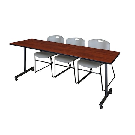 Kobe Rectangle Mobile table, 84" W, 29" H, Laminate Top, Cherry MKTRCC8424CH44GY